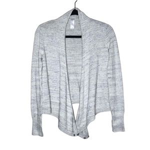IVIVVA | Gray Marled Knit Cotton Blend Wrap Sweater Thumb Holes